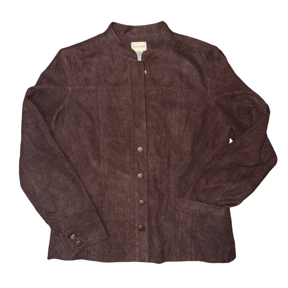 Chicos Chocolate‎ Brown Jacket Retro Minimalist Steampunk Dark Academia Goblin